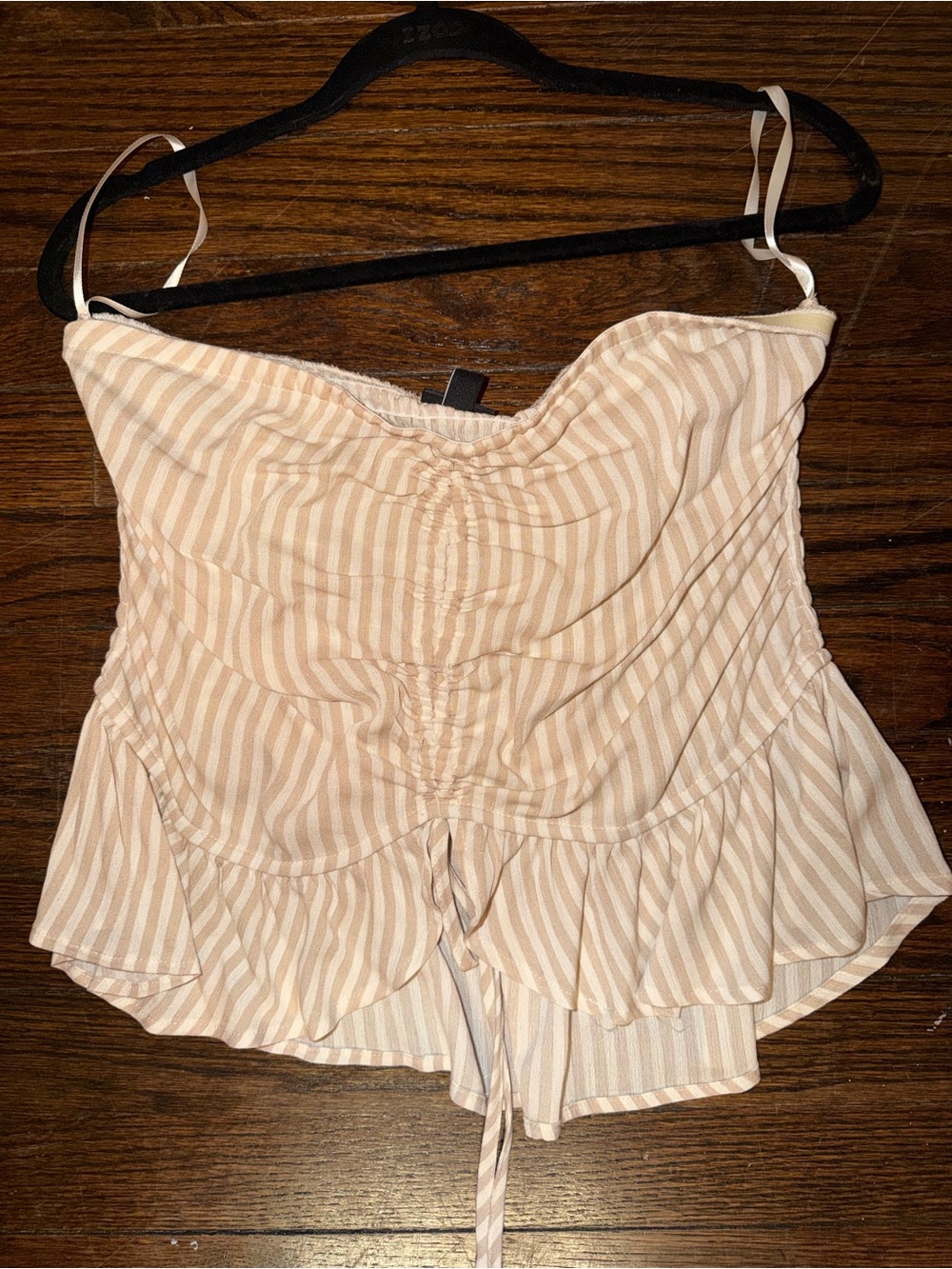 Torrid Striped Beige and White Sleeveless Peplum Top